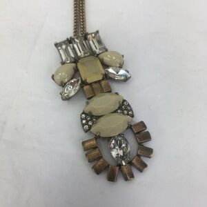 J Crew metal rhinestone bead necklace 32'-34" pendant statement